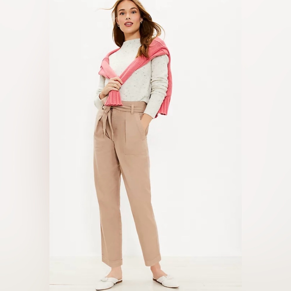 Loft Petite Tie Waist Straight Pants